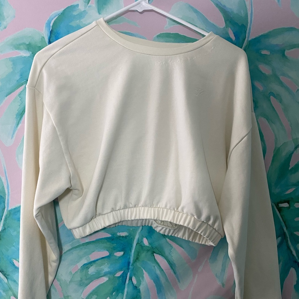 Gymshark x Whitney Simmons Cropped Pullover in Unbleached, size Small
